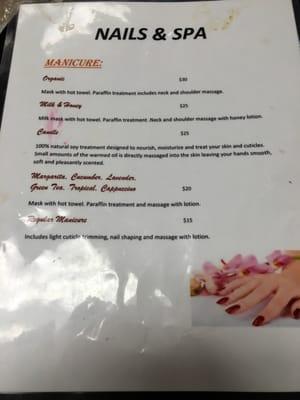 Manicure menu