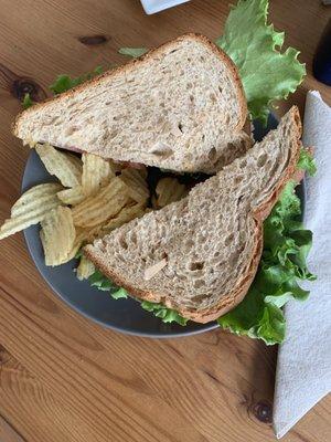 The Skippy- turkey and "Jane's Cheese" on wheat berry bread