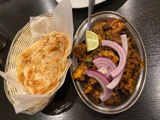 Mutton Chukka-Pepper Fry and Malabar Parotta