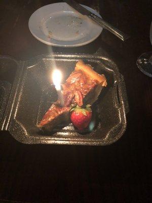 Pecan pie, they even added a candle for my birthday!