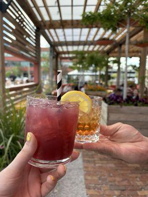 Happy Hour Drinks - Old Fashioned and Lemon Berry Cooler