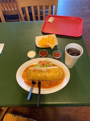 Smothered chicken burrito