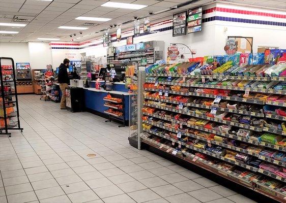 open area in front of counter for safety and convenience