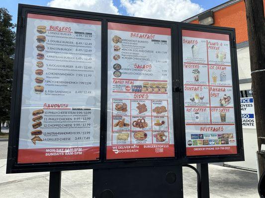 Menu at drive through.