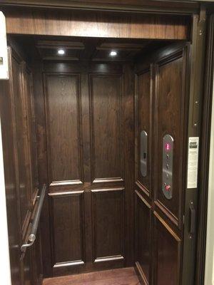 Elevator Wood Refinish by Fine Wood Finishes  www.finewoodfinish.com