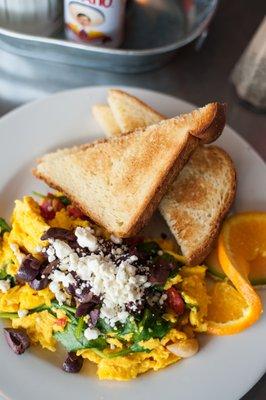 Mediterranean Scramble with Home Made Bread