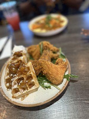 Peach Cobbler Waffles and Wings