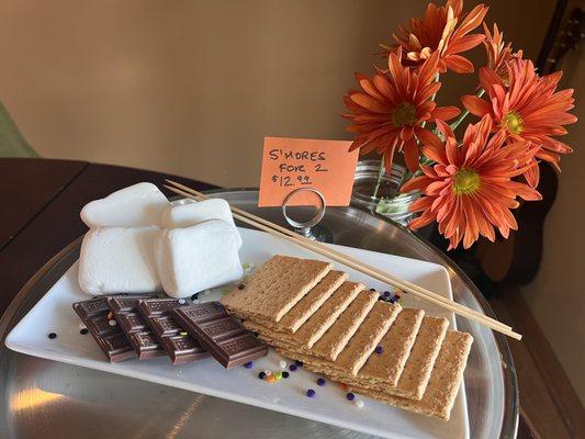 Warm up with S'more's Kits and Hot Chocolate.