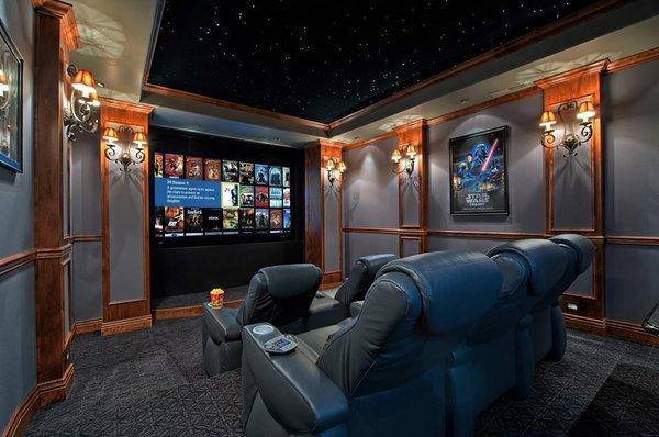 Movie night would be epic in this theater room!