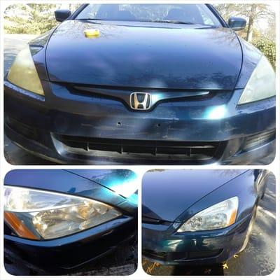 Great before and afters on a headlight restoration