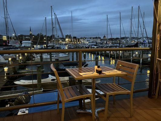 Patio table overlooking Annapolis Yacht Basin