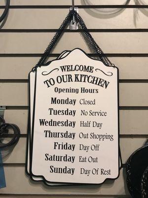 My new kitchen hours