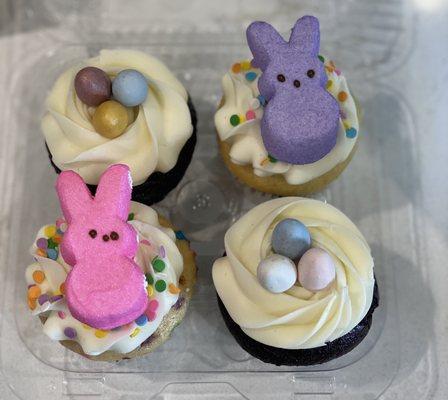 I'm dying of cute!! That purple peep one is MINE!! well and a chocolate one too ;)..confetti and chocolate cream cheese moist AF!