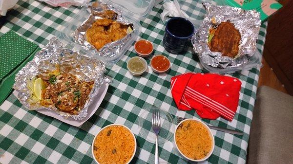 Feast with platanos rellenos, patacon, arroz con candules, and tostones for $40