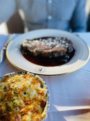 Mac and cheese and prime rib.