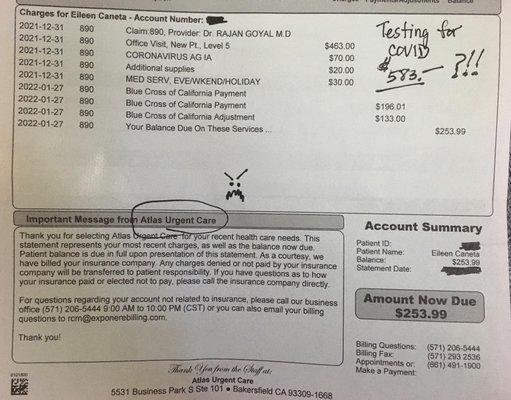 What is the going rate for a COVID test?