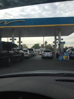 Long lines for gas compared to other gas stations right now