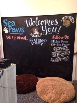 New chalkboard art at Sea Paws! Thanks Jen!