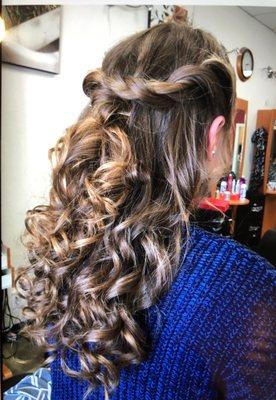 Hair styling half updo