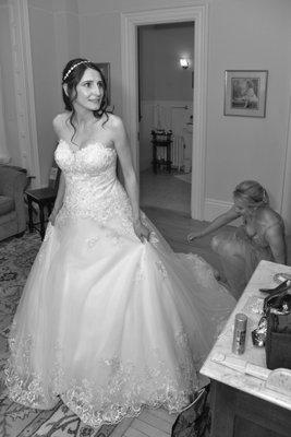 Bride getting ready at The Angel of The Berwicks in North Berwick, Maine