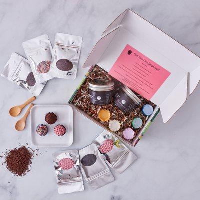 DYO Chocolate Brigadeiro Gift Box. Fun activity for all ages. Comes with everything you need to create amazing brigadeiros. No cooking!