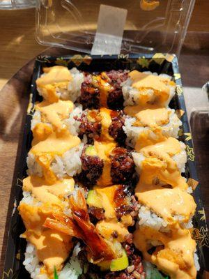 Spicy tuna and shrimp tempura