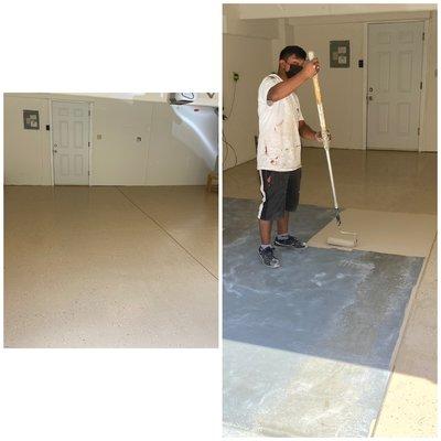 Garage epoxy paint on the floor customer happy