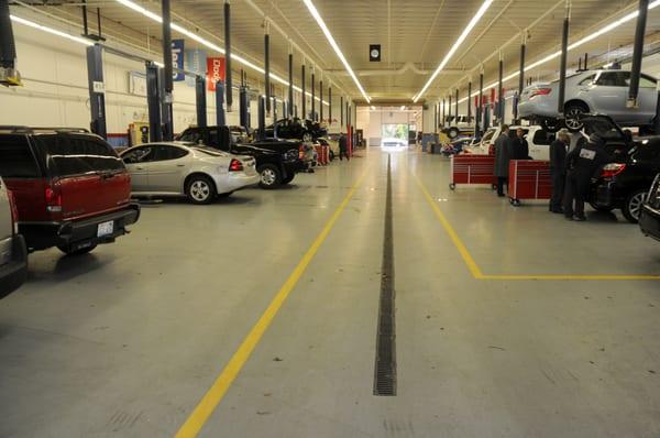 Inside the garage at the Automotive Technology Center