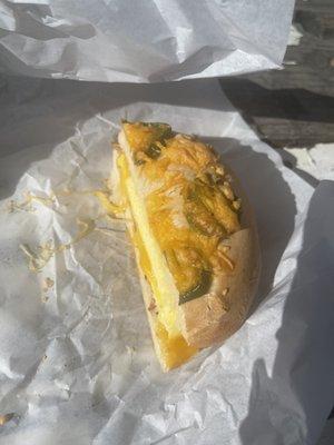 Cheddar jalapeño breakfast sandwich