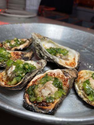 Green onion and garlic butter oysters