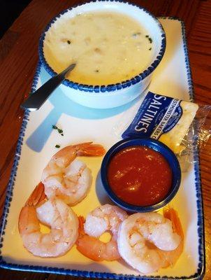 New England Clam Chowder with Signature Shrimp Cocktail!!