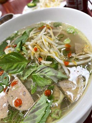 Meatball pho with all the fixings I added