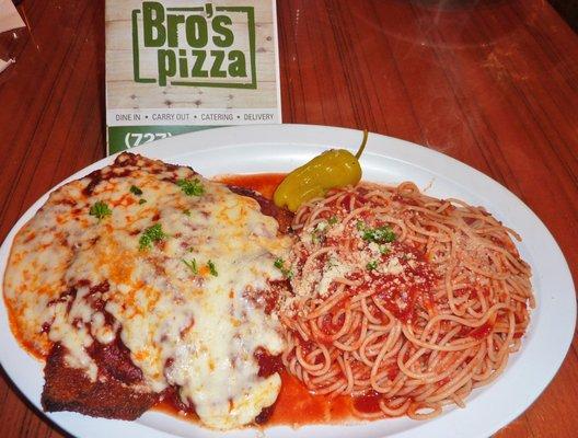 Eggplant Parmigiana with Spaghetti, YUMMY!