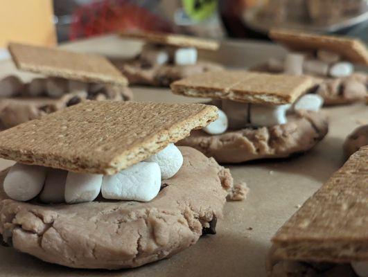 Process shot of S'more Unity, our only vegan bondfire treat.