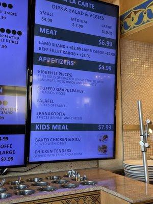 Menu options