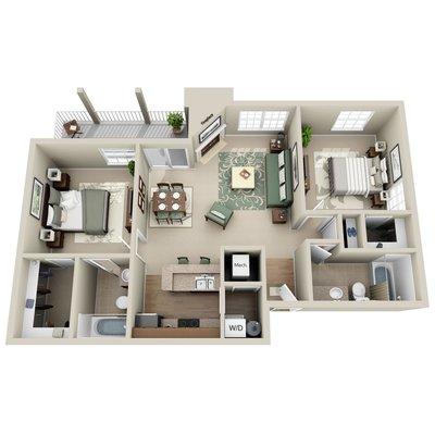 2 bedroom floor plan