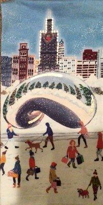 Chicago Bean dish towel