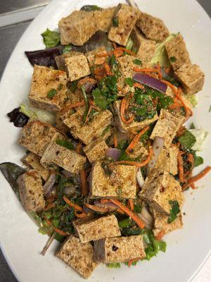 Spicy larb tofu vegan.