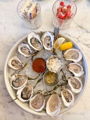 Oysters from Maine and PEI.