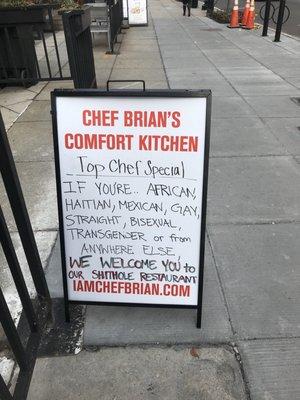 Awesome! I saw this while walking by- will be having lunch here this week! Thanks for the warm welcome Chef Brian!!