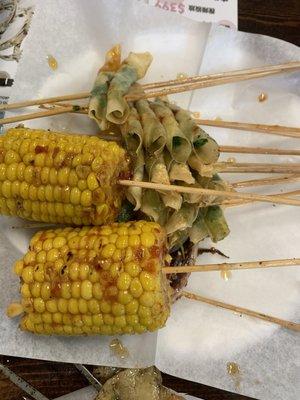 Corn and chives wrapped in bean curds