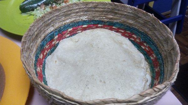 Fresh made corn tortillas