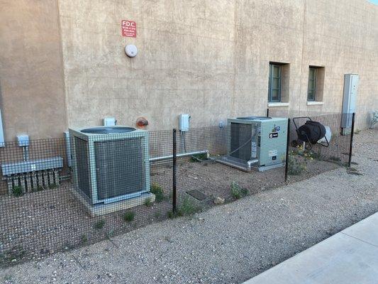 2 New 10 Ton Trane     Heat pumps we installed on a commercial property.