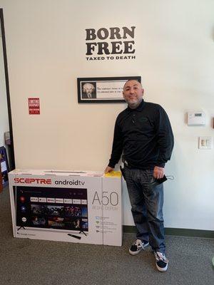 Winner of a television in our raffle. Thank you for the referrals Richard.