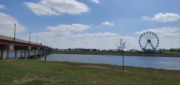 Oklahoma River, overpass, and Ferris wheel