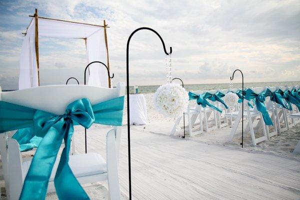 bamboo bro with flower globes for St Augustine beach wedding