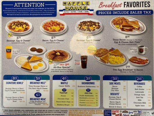 Waffle House Menu's