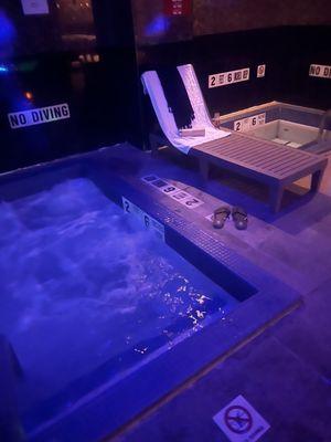 Hot tub & cold bath (with my belongings in between)