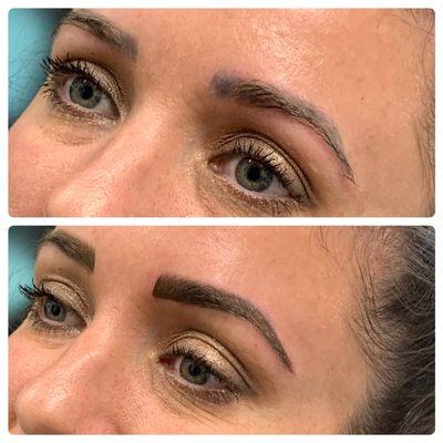 Have your brows fresh-end up or recreated if you are not happy with your brows.
Before and After brows already done with another Artist!