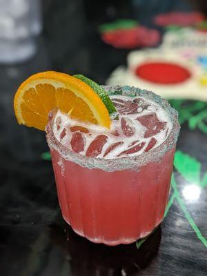 Fresh prickly pear margarita